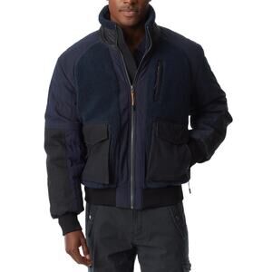 Bass Outdoor Men's Navy Mixed-Media Casual Full-Zip Winter Bomber Jacket Size L